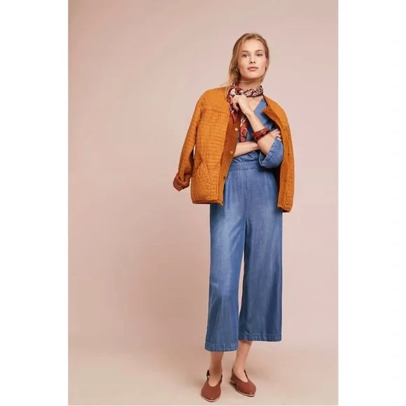 Anthropologie Cloth & Stone Chambray Denim Jumpsuit NEW XS - Picture 2 of 13